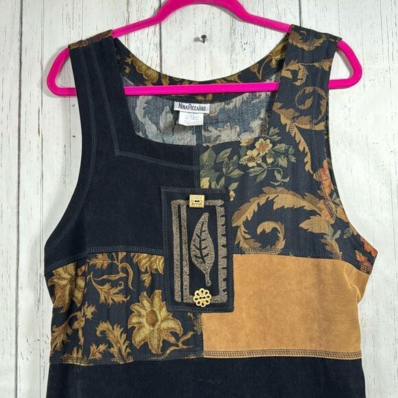 Nina Piccalino Patchwork Maxi Dress Boho Artsy Sleeveless Size 12 Cottagecore - Picture 2 of 13
